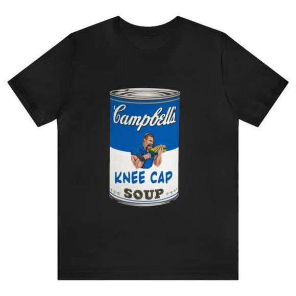 Detroit Lions Dan Campbells Unisex Black Tee, Knee Cap Soup Graphic Shirt - Picture 1 of 4